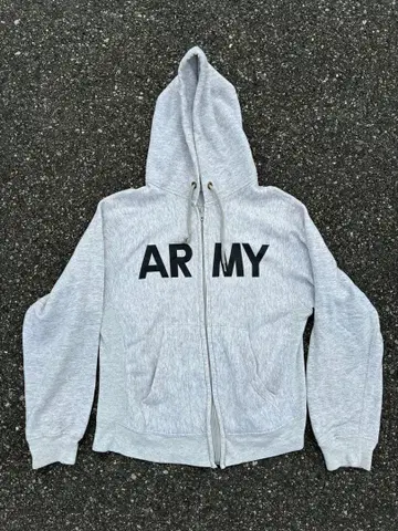 ARMY 프린트 그레이 풀 집업 후드티 S us army 90s