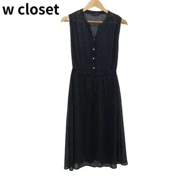 더블 클로젯 블랙 도트 무늬 슬리브리스 원피스 롱 또는 프리