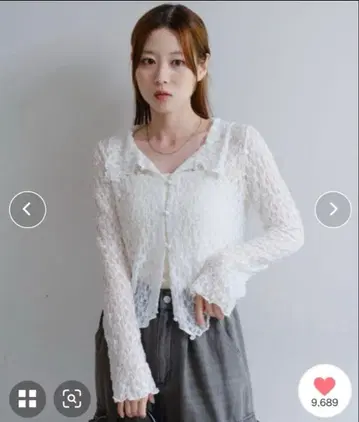 카스타네 카라 레이스 풀오버 화이트 S