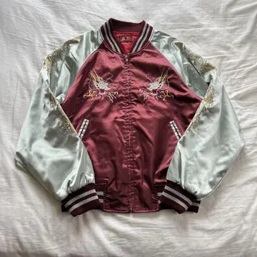 구제 스카잔 드래곤 자수 와인 레드