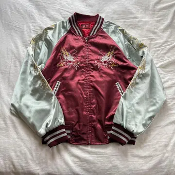 구제 스카잔 드래곤 자수 와인 레드