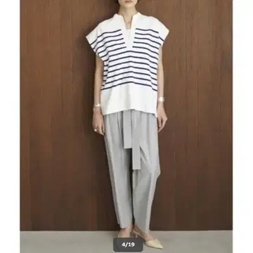 클라네 CLANE 헨리넥 슬리브리스 보더 화이트 화이트 1