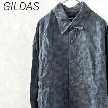 GILDAS 셔츠 긴팔 가슴 포켓 체크 무늬 빅 루즈핏 구제 의류