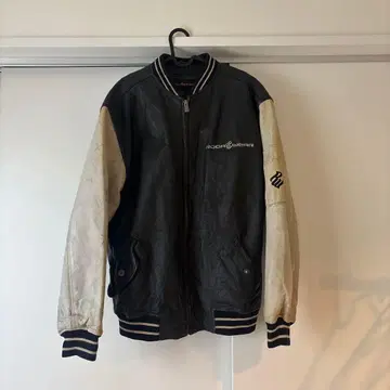 ROCA WEAR 가죽 바시티 자켓 블랙/화이트