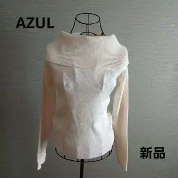 [새상품] AZUL 오프숄더 리브 니트 긴팔 화이트