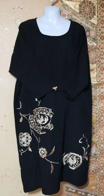 레어 가죽? 기모노 리메이크 블랙 전통 예복 기모노 봉황 원피스