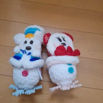 눈사람 미키 미니 봉제 인형 2점
