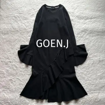 새상품급 GOEN.J 비대칭 프릴 롱 원피스 맥시 블랙