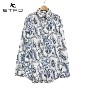 미사용 새상품 ETRO 플로럴 페이즐리 셔츠 40 화이트