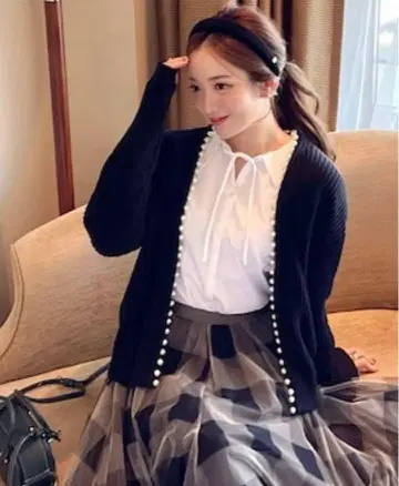 혜영 pearl knit cardigan / black 니트 펄