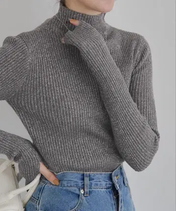 [ 미사용 새상품 택 포함 ] titivate 라메 하이넥 풀오버