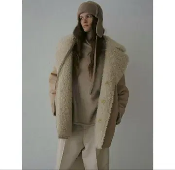 [ 새상품급 ] ETRE TOKYO 리버서블 무스탕 미들 코트