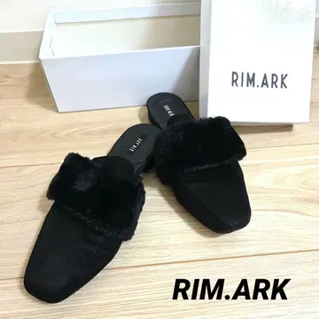 RIM.ARK 블랙 퍼 뮬 스퀘어토 림아크 S 23 블랙