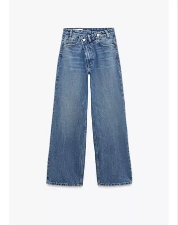 새상품급 ZARA TRF 와이드 크로스 하이웨스트 데님 32 비대칭