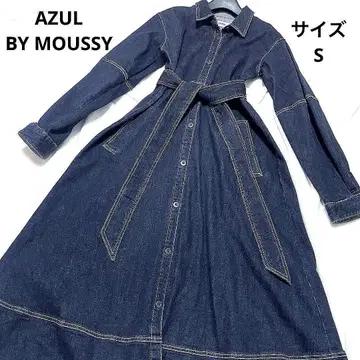 AZUL BY MOUSSY 데님 다크 블루 셔츠 원피스