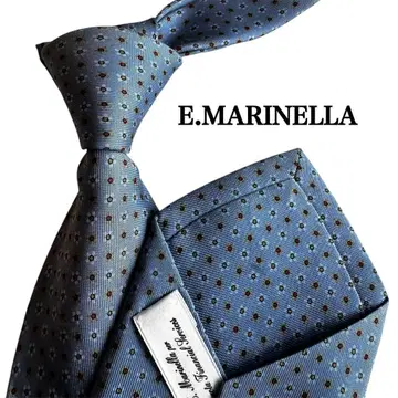 하자품 Marinella 블루 파랑 꽃무늬 마리넬라 도트 무늬 넥타이