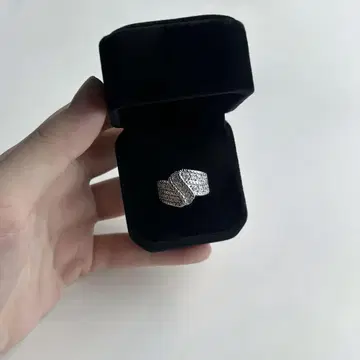 유품 정리품 웨이브 큐빅 반지 실버 다이아 스톤