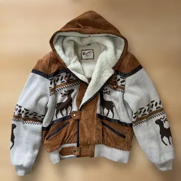 초레어 vintage 돈피 코위찬 니트 지퍼 후드티 자켓 두꺼운