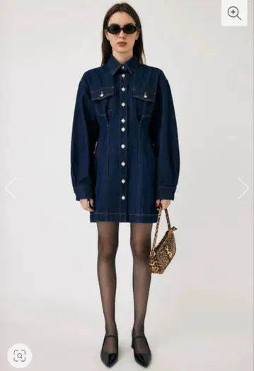 MOUSSY 마우지 TUCK WAIST DENIM 블랙 데님 원피스