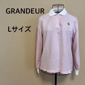 GRANDEUR/여성용/긴팔/피케 셔츠/핑크/화이트 카라/스포츠