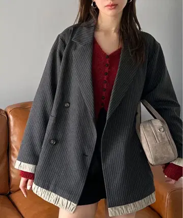 스트라이프 패턴 테일러드 자켓
