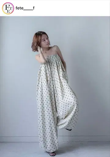 fete 2025년 신상 도트 무늬 리본 포함 올인원