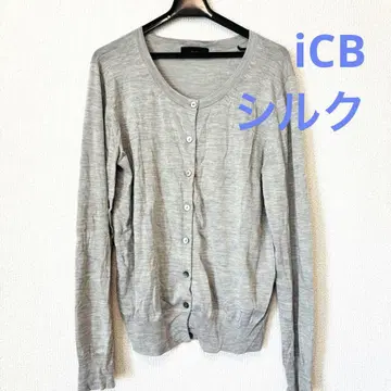 iCB 크루넥 가디건 실크 그레이
