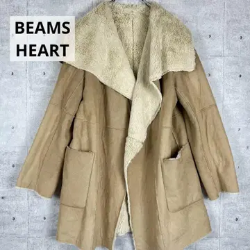 BEAMS HEART 무스탕풍 코트 보아 자켓 카멜 프리