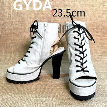 GYDA 제다이 화이트 오픈토 하이힐 부츠 23.5cm
