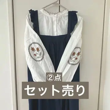 ehka sopo 레트로 스타일 블라우스, 데님 원피스 세트 판매