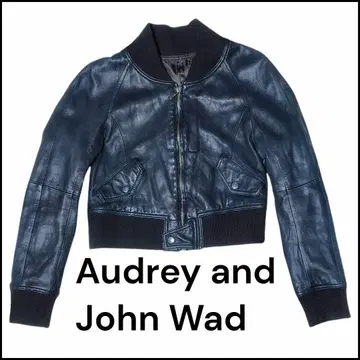 오드리앤존와드 다크 블루 가죽 싱글 라이더 자켓