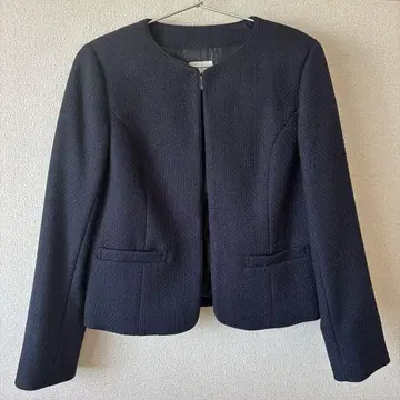 네이비 노카라 자켓 슬림핏