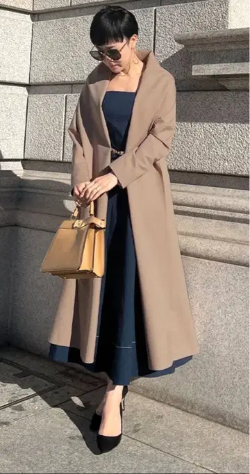JENNE 숄풍 오드리 코트 베이지