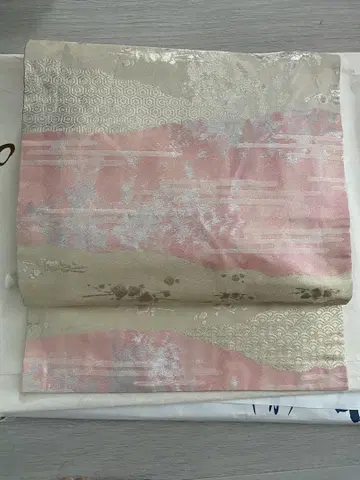 후쿠로 나고야 오비 핑크와 베이지의 그라데이션