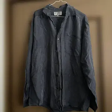 100% 실크 블랙 긴팔 셔츠 L