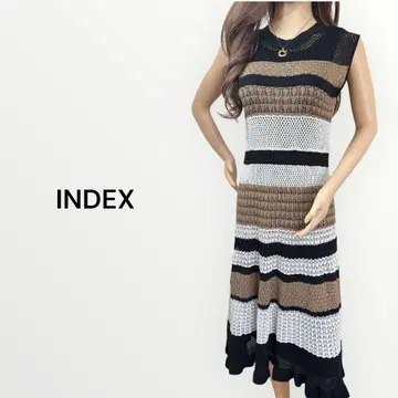 새상품급 index 인덱스 시스루 편직 니트 원피스 무릎 기장 원피스