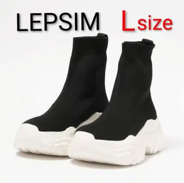 [미사용 새상품] LEPSIM 니트 스니커즈 L 사이즈 블랙