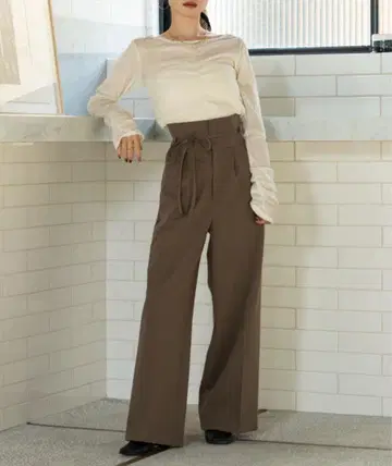 hinari 하이웨스트 팬츠 moca