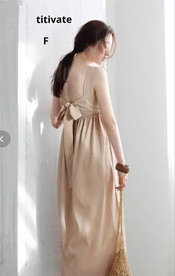 titivate 베이지 롱 원피스 F 백 오픈 리본
