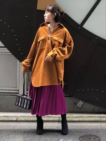 SNIDEL 스키퍼 셔츠 원피스 코듀로이