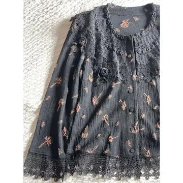 비드로 DRESS TEI 레이스 옷깃 가디건 울 블랙