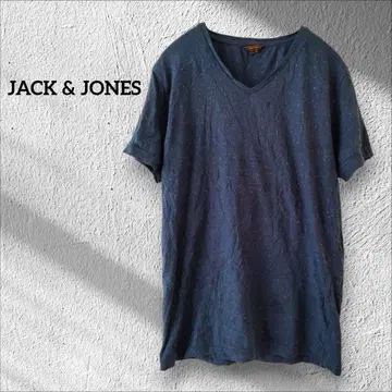 1점 한정 JACK & JONES 다크 블루 V넥 반팔 T셔츠