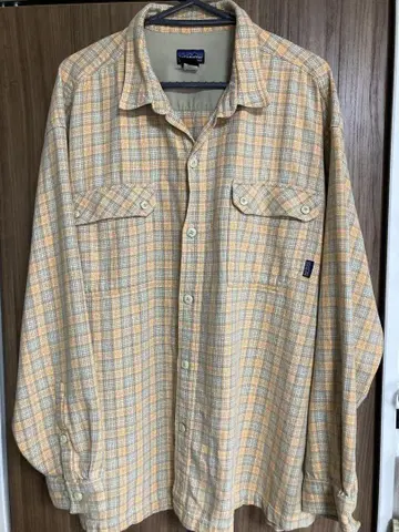 Patagonia 긴팔 플란넬 셔츠 체크 무늬 오렌지 계열