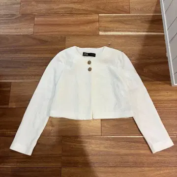 ZARA 화이트 노카라 자켓 S