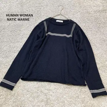 [ HUMANWOMAN ] NATIC 마린 니트 네이비 스웨터