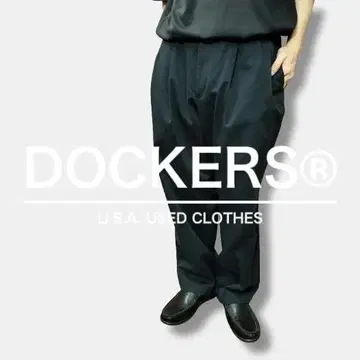 USA 구제 의류 고품질 DOCKERS 2턱 블랙 팬츠 CP1-921