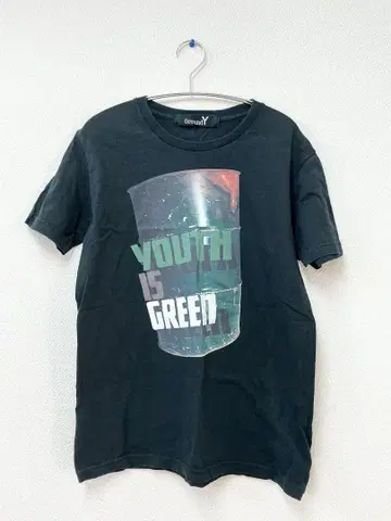 Ground Y 블랙 티셔츠 'YOUTH IS GREEN'