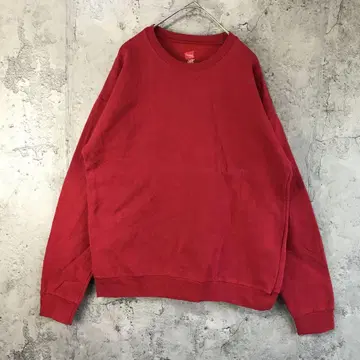 B240 구제 의류 맨투맨 빨간색 무지 90s Y2K