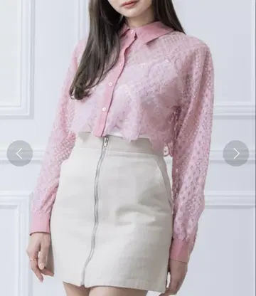 clear 긴팔 자수 레이스 시어 셔츠