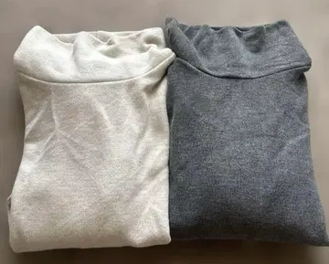 유니클로 소프트 니트 플리스 리브 하이넥 T 2장 내추럴 그레이 M